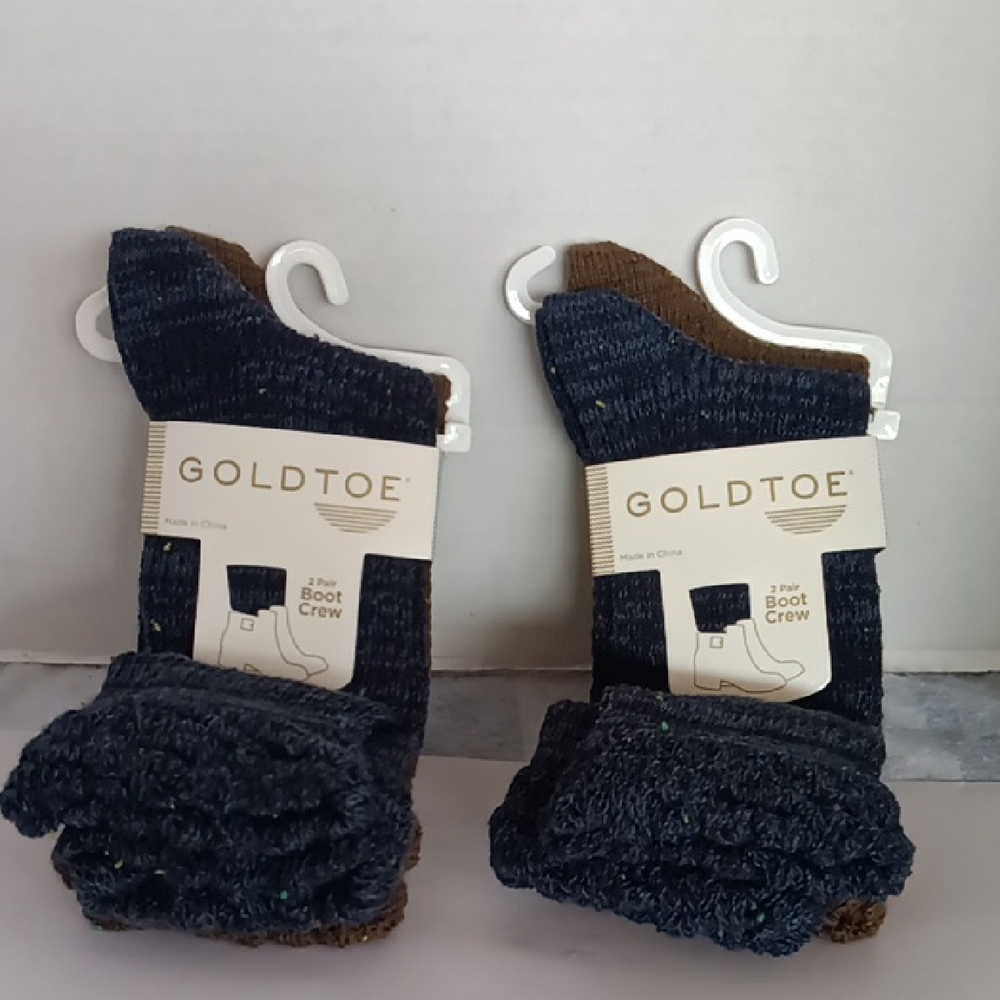 Gold Toe Men's Boot Crew Socks - Navy and Brown